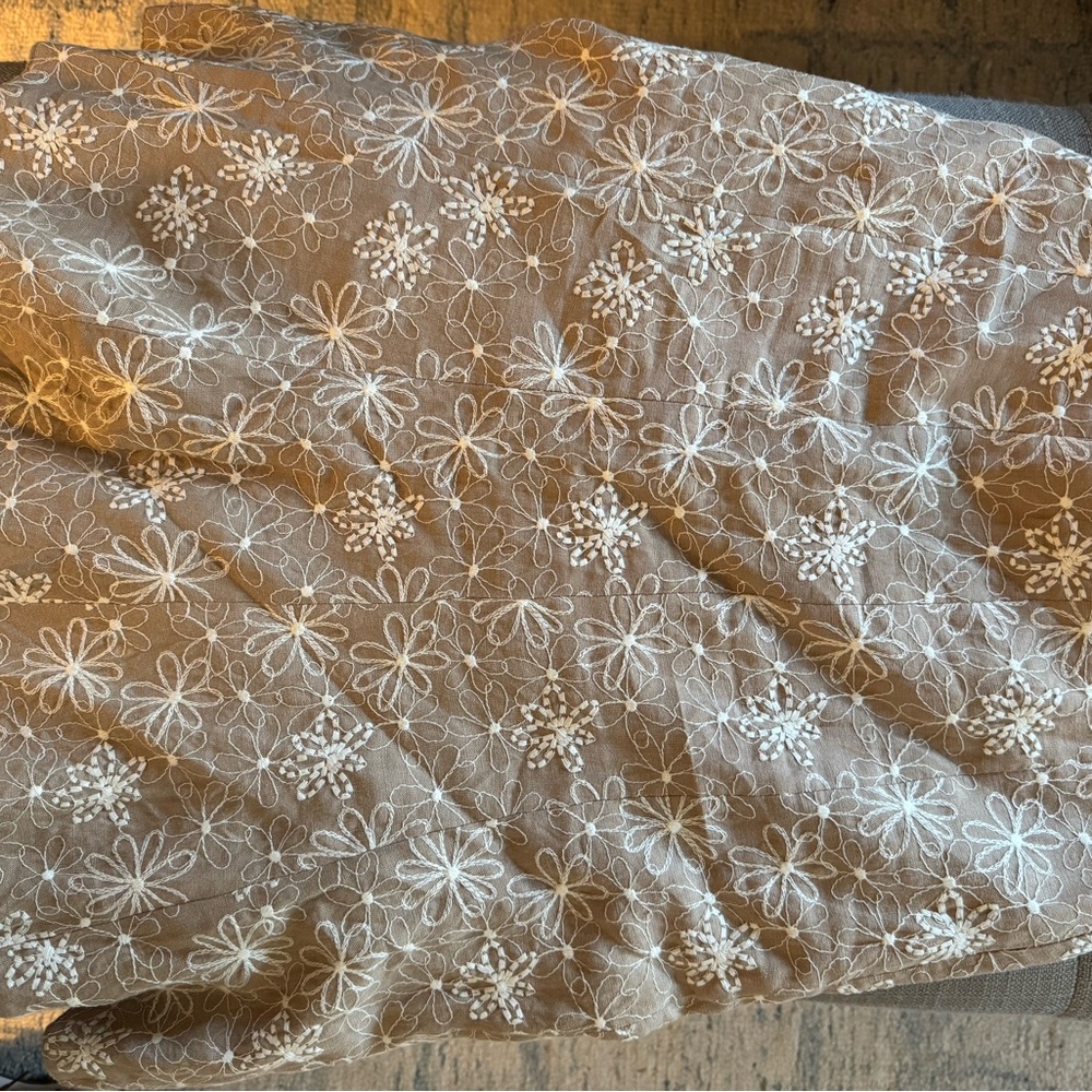 Caroll French Brand size 2/4 Floral Embroidered Linen Tan Skirt